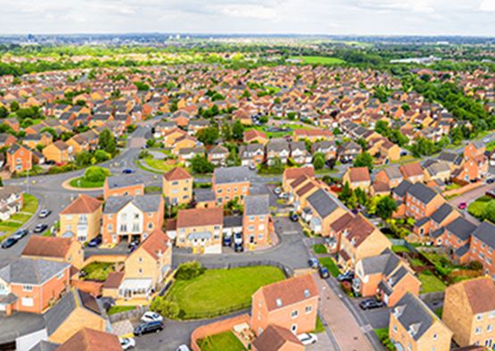 Aerial view of houses