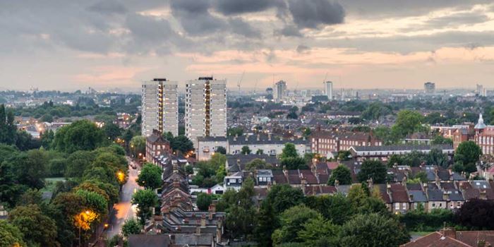 View of city from afar