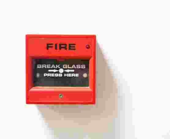 Fire alarm on wall