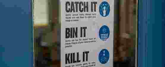 Catch it, kill it, bin it sign on door