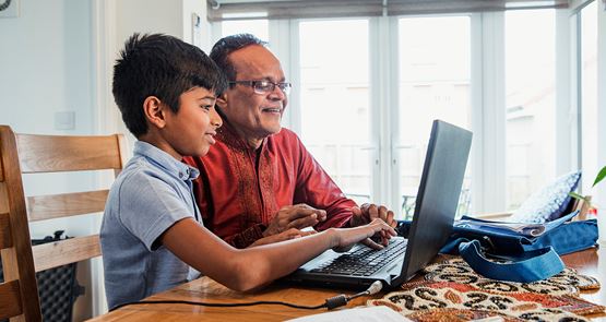 Family on computer